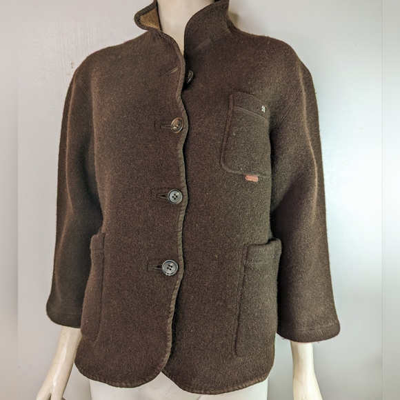 mademoiselle non non Jackets & Blazers - Mademoiselle Non Nin Wool Jacket Brown Japan Button Down Pockets Petite Small